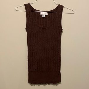 Isaac Mizrahi Rib-Knit Brown Tank Top (Size M)